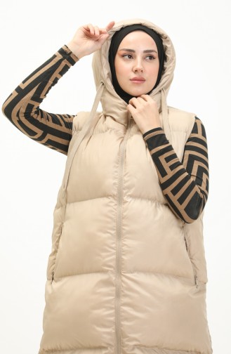 Gilet Matelassé à Capuche 6049-03 Beige 6049-03