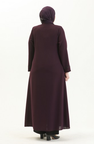 Abaya Pierre Imprimée Grande Taille 5054-02 Plum 5054-02