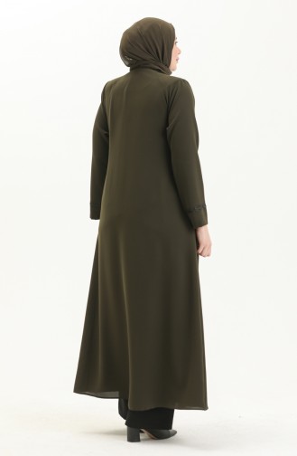 Übergröße Stein bedruckte Abaya 5055-04 Khaki 5055-04