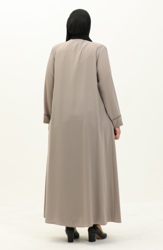 Abaya en Pierre Imprimé Grande Taille 4005X-04 Pierre 4005X-04