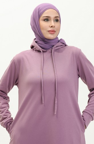 Zweifädiges Sportkleid Mit Kapuze 0190-05 Flieder 0190-05