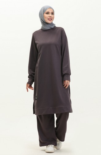 İki İp Tunik Pantolon İkili Takım 0044-22 Füme
