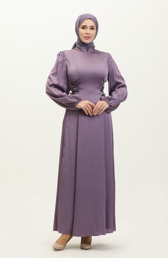 Yandan Bağlamalı Abiye Elbise 6156-07 Lila 6156-07