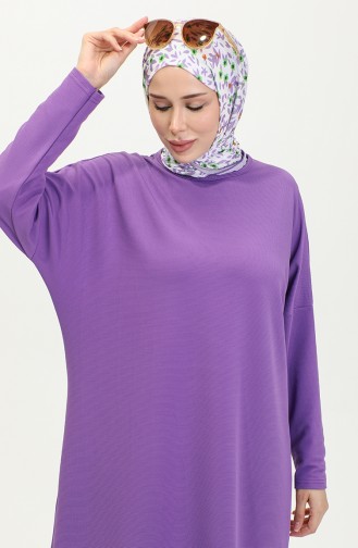Comfortabel Gesneden Vloeiende Effen Tuniek 8730-02 Paars 8730-02