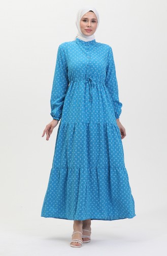Jurk Met Ankerpatroon 0400-07 Blauw 0400-07