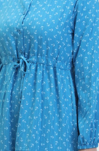 Jurk Met Ankerpatroon 0400-07 Blauw 0400-07