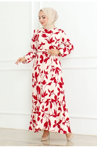 Robe Enveloppée Détail Ceinture 205-02 Rouge Claret 205-02