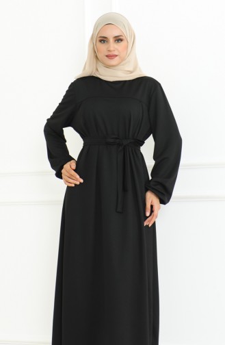 Kuşaklı Spor Elbise 3028-02 Siyah