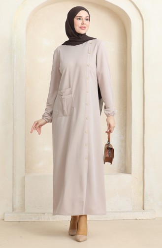 فستان بجيب بأزرار  3029-03 بيج 3029-03