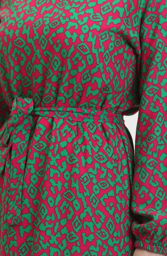 Kleurrijke Viscose Jurk 0450-01 Fuchsia Groen 0450-01