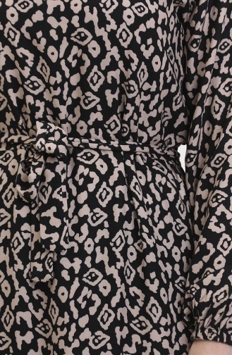 Gekleurde Viscose Jurk 0450-05 Mink Zwart 0450-05