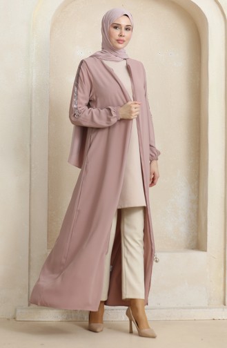 Seitliches Steinmuster Abaya 0464-07 Dusty Rose 0464-07