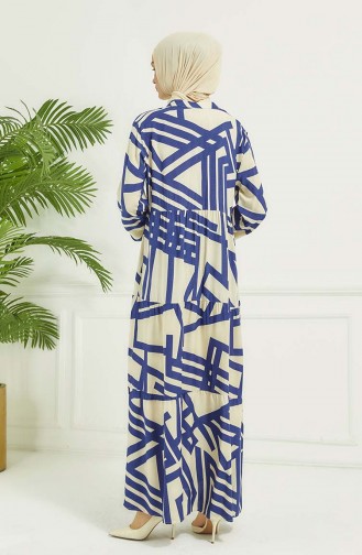 Jurk Met Geometrisch Patroon 4106-01 Marineblauw 4106-01