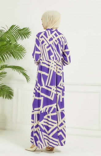 Jurk Met Geometrisch Patroon 4106-02 Lila 4106-02