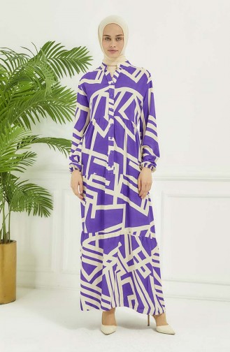 Jurk Met Geometrisch Patroon 4106-02 Lila 4106-02