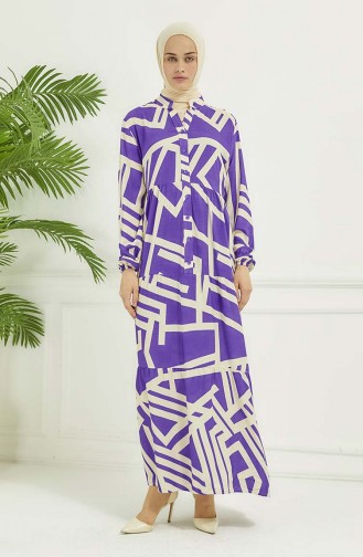 Jurk Met Geometrisch Patroon 4106-02 Lila 4106-02