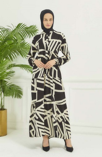 Jurk Met Geometrisch Patroon 4106-04 Zwart 4106-04