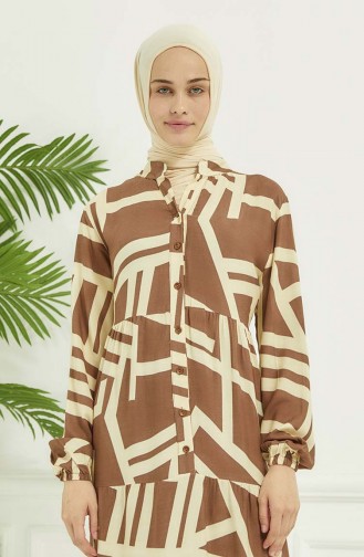 Jurk Met Geometrisch Patroon 4106-05 Mink 4106-05