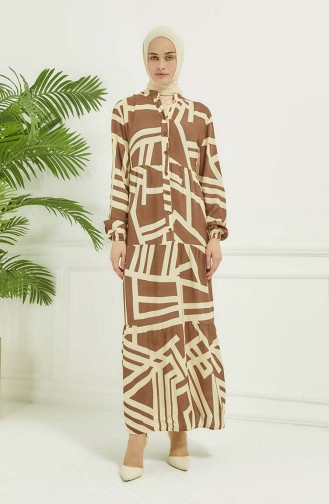 Jurk Met Geometrisch Patroon 4106-05 Mink 4106-05