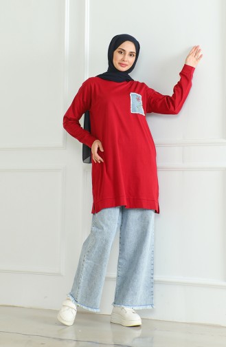 Tunique Casual Manche Chauve Souris 9126-07 Rouge Claret 9126-07