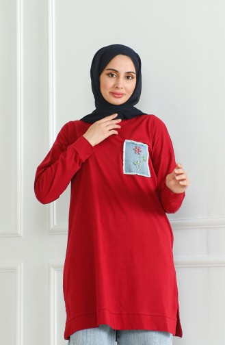 Tunique Casual Manche Chauve Souris 9126-07 Rouge Claret 9126-07