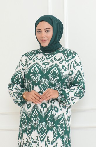 Epic Patterned Crepe Flounce Dress 46-56 Size 4571H-01 Green 4571H-01