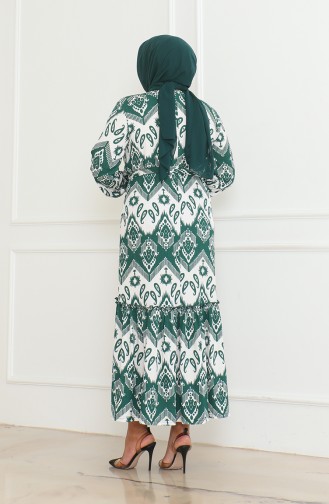 Epic Patterned Crepe Flounce Dress 46-56 Size 4571H-01 Green 4571H-01