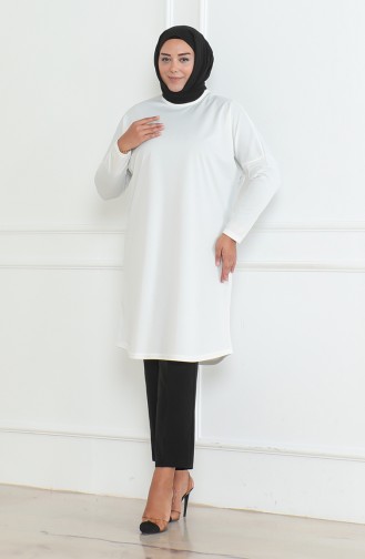 Plus Size Seasonal Casual Cut Basic Tunic 8738-03 White 8738-03