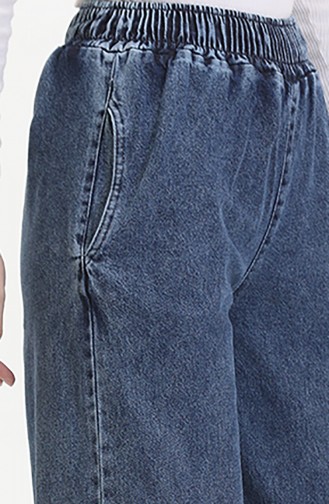 Beli Lastikli Kot Pantolon 1793L-01 Mavi