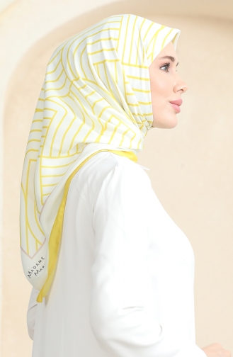 Soft Cotton Scarf 19089-09 white Yellow 19089-09