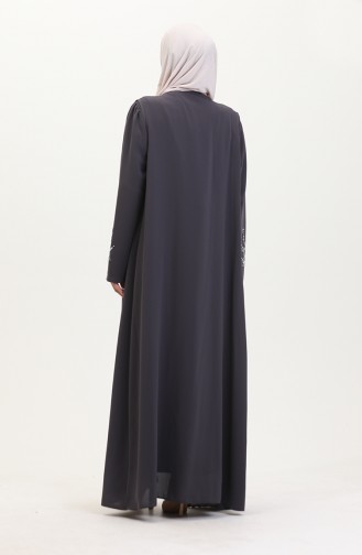 طقم فستان بتصميم مُزين بأحجار لامعة وبمقاسات كبيرة 6216-01 لون رمادي 6216-01