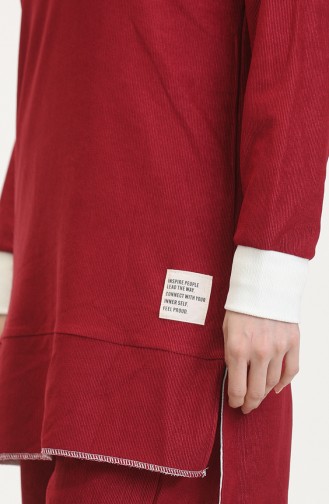 Yarım Boğazlı Tunik Pantolon İkili Takım 0548-03 Bordo