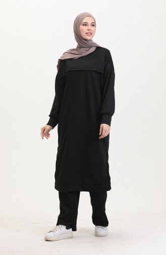 طقم ثنائي خيطان تونيك بنطلون 0549-05 أسود 0549-05