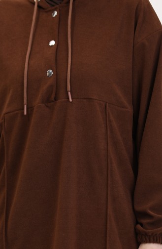 Kapüşonlu Tunik Pantolon İkili Takım 0567-04 Kahverengi