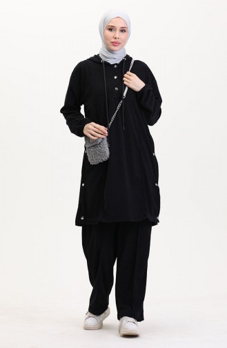 Kapüşonlu Tunik Pantolon İkili Takım 0567-06 Lacivert