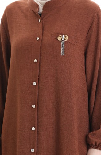 Keten Uzun Boylu Tunik 992005-02 Kahverengi