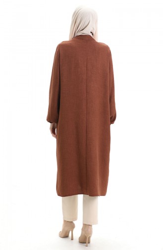 Keten Uzun Boylu Tunik 992005-02 Kahverengi
