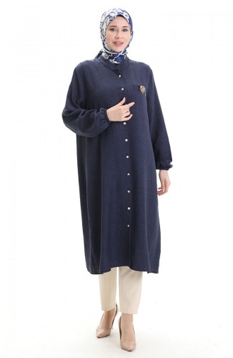 Keten Uzun Boylu Tunik 992005-04 Lacivert