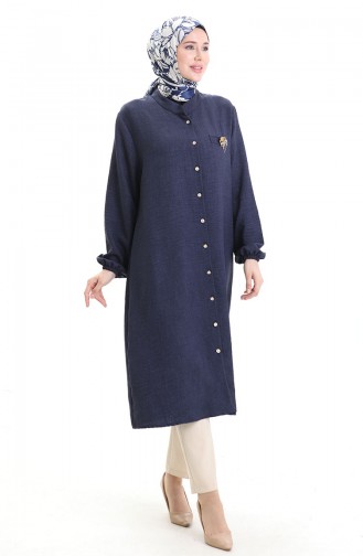 Keten Uzun Boylu Tunik 992005-04 Lacivert