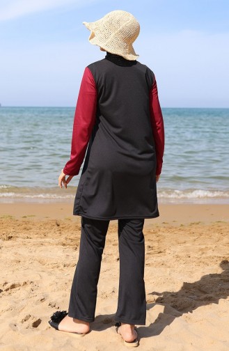 Weinrot Hijab Badeanzug 2508-03