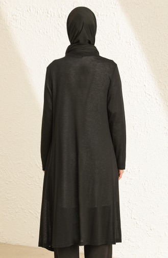 Sade İnce Basic Uzun Hırka Tesettür Hırka Anne Hırka 8755-01 Siyah